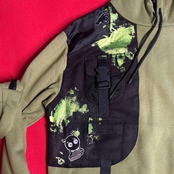 Upcycled Unisex Festival Pullover Hoodie, Street Style, Size L - Picture 9 of 11